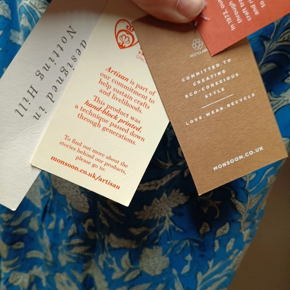 NWT Monsoon ARTISAN STUDIO Woodblock Print Skirt Blue - Picture 12 of 14